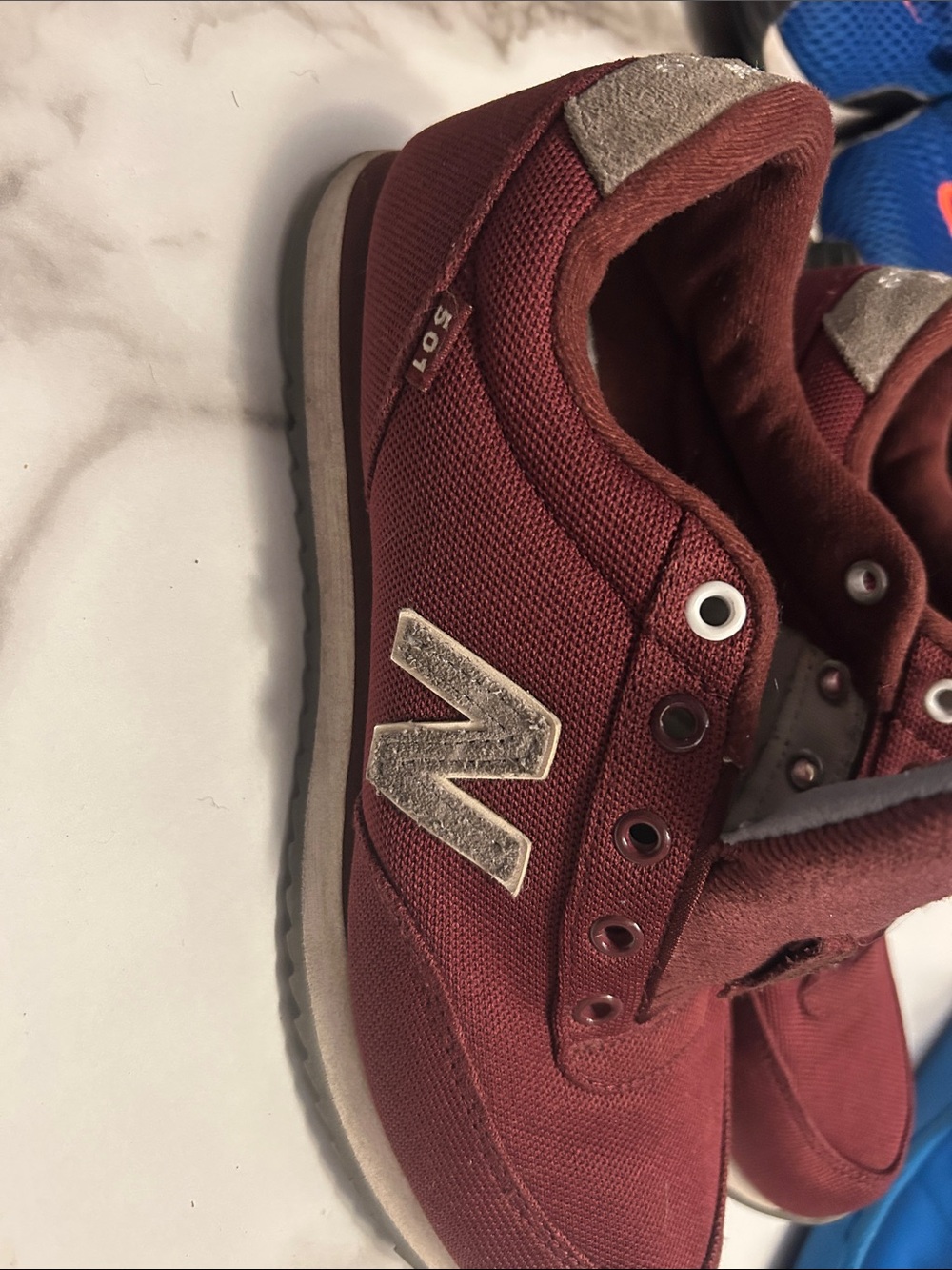 New Balance Maroon Low-Top Sneakers with Silver 'N' Accent